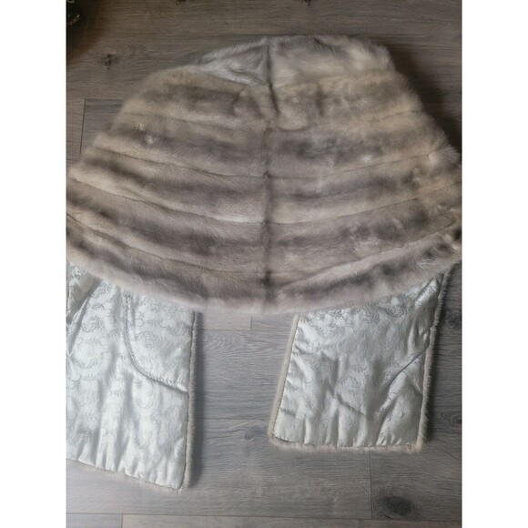 Vintage 50’s Fur Mink  Cape Stole Silver Gray - Picture 2 of 9